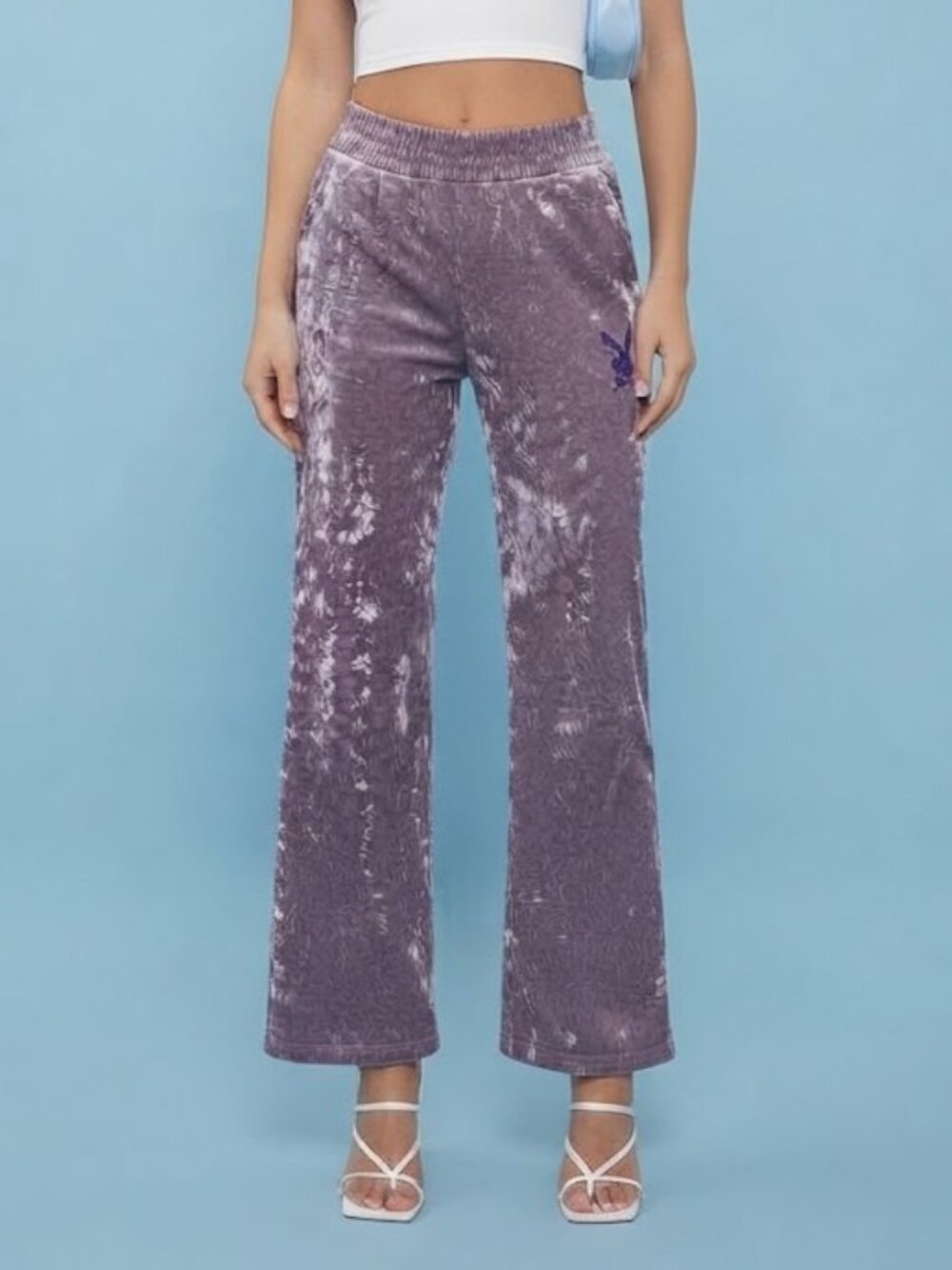 PLAYBOY Lavender Wide Leg Velour Pants